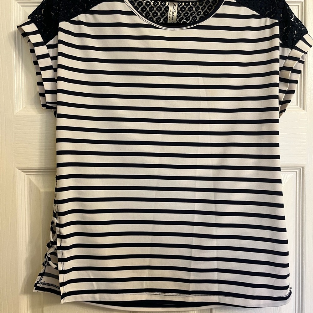 PerSeption Concept Nautical Navy and White Striped Tee